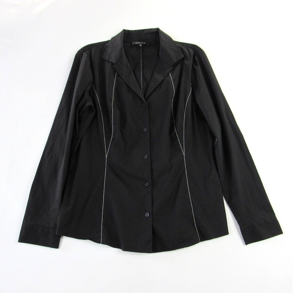 Stretchy Lafayette 148 Black Women's Blazer Dress Top Button Up 8 NEW